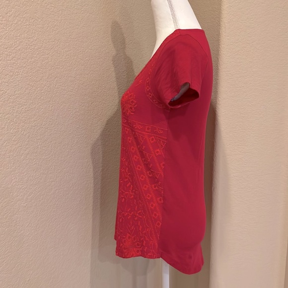 Lucky Brand Dark Pink Embroidered Short Sleeve Shirt - Picture 11 of 16